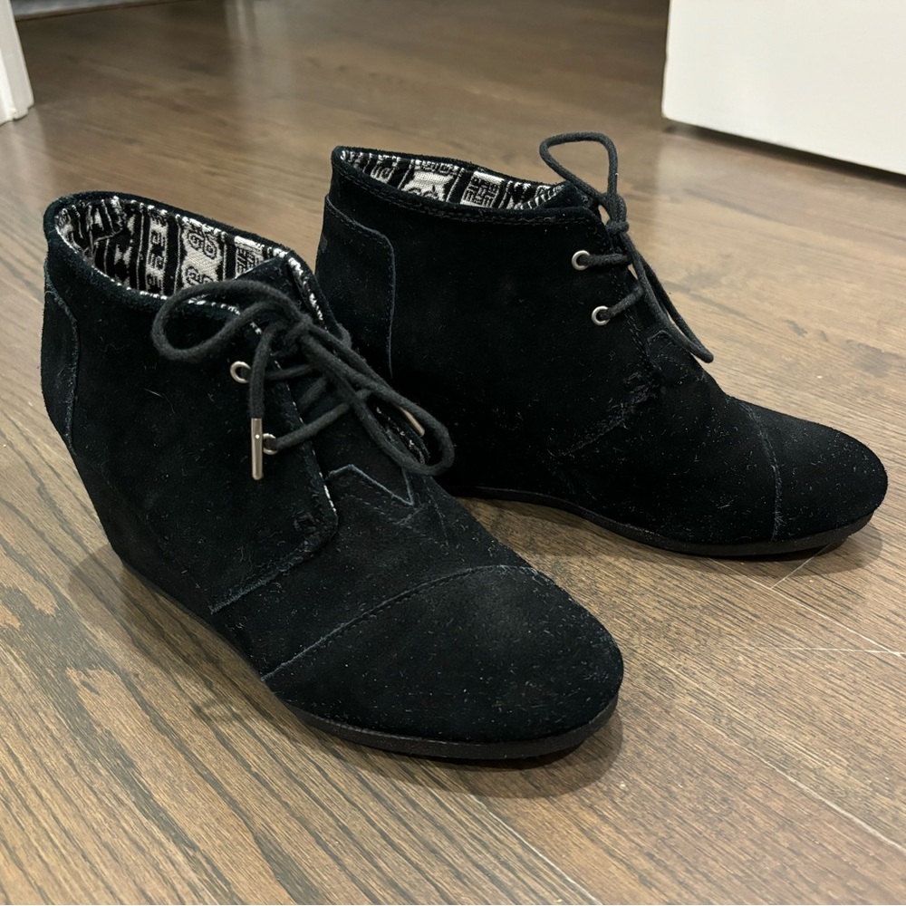 TOMS Wedge Lace-up Booties, gentle worn